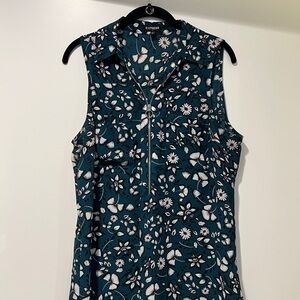Express Teal Floral Sleeveless Top - Large